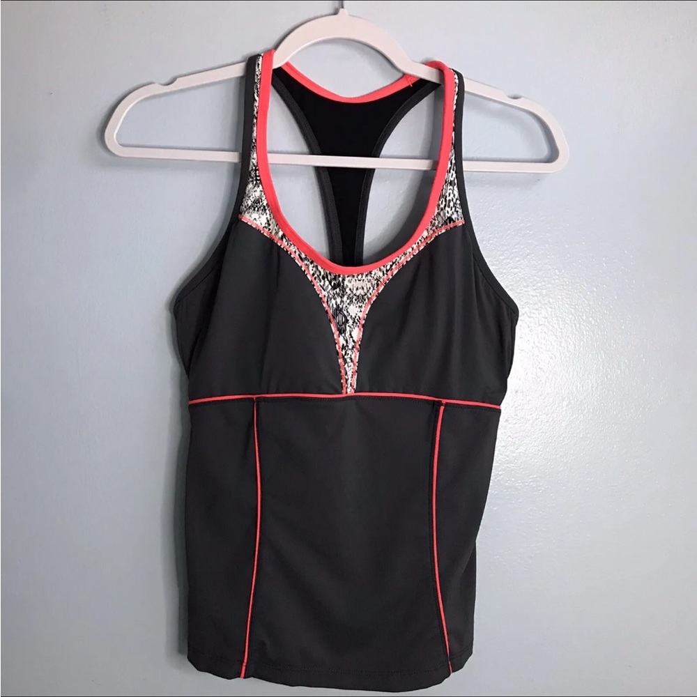Athleta Torpedo Tankini Tank Asphalt Gray Running Aerobic Yoga Bra Top SZ ST